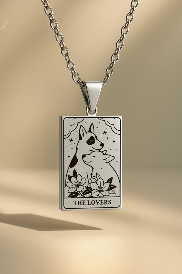 Köpek Tarot | 316L Çelik Kolye - silver / the-lovers