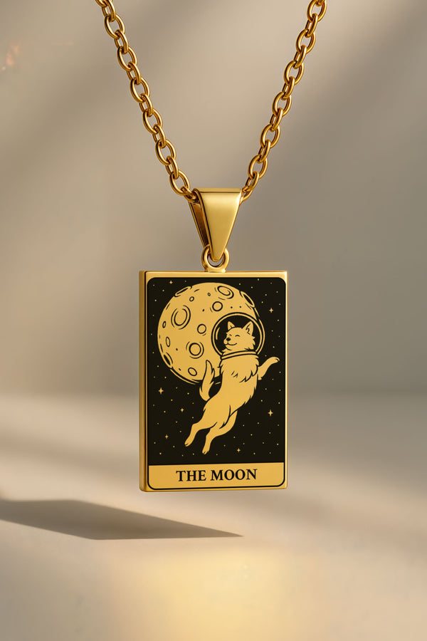 Köpek Tarot | 316L Çelik Kolye - gold / the-moon