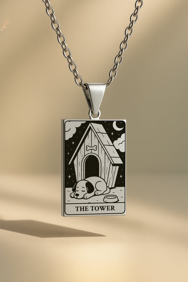 Köpek Tarot | 316L Çelik Kolye - silver / the-tower