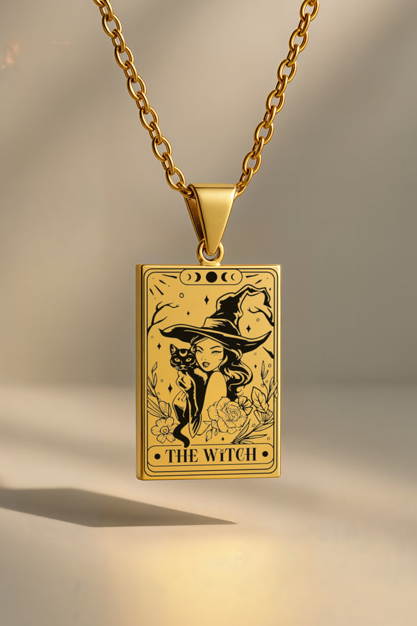 The Witch - Cadı Tarot | 316L Çelik Kolye - Altın