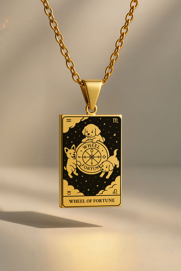 Köpek Tarot | 316L Çelik Kolye - gold / wheel-of-fortune