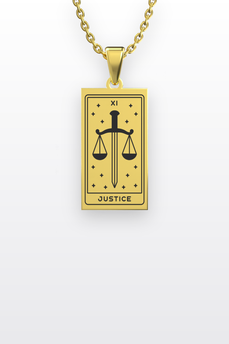 Justice Tarot Adalet Kart | 316L Çelik Kolye