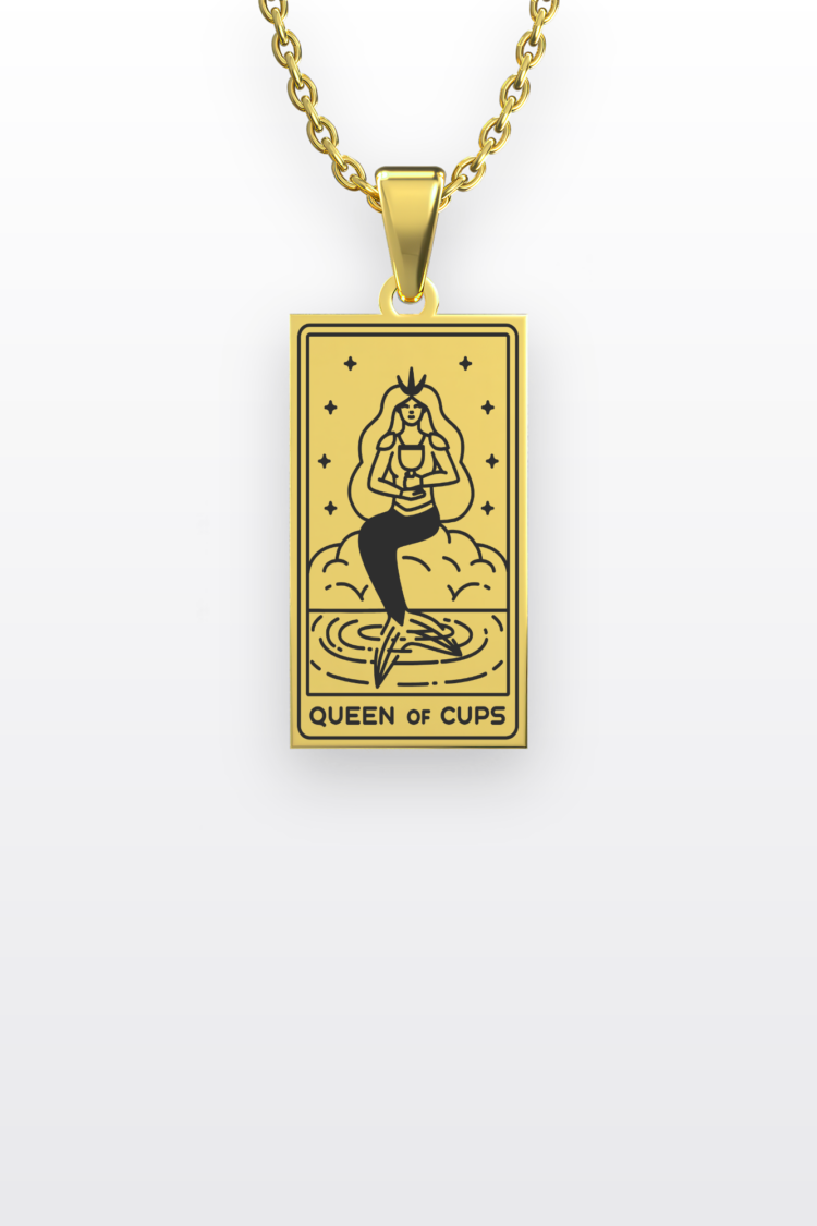 Queen of Cups Kupa Kraliçesi Tarot Kart | 316L Çelik Kolye