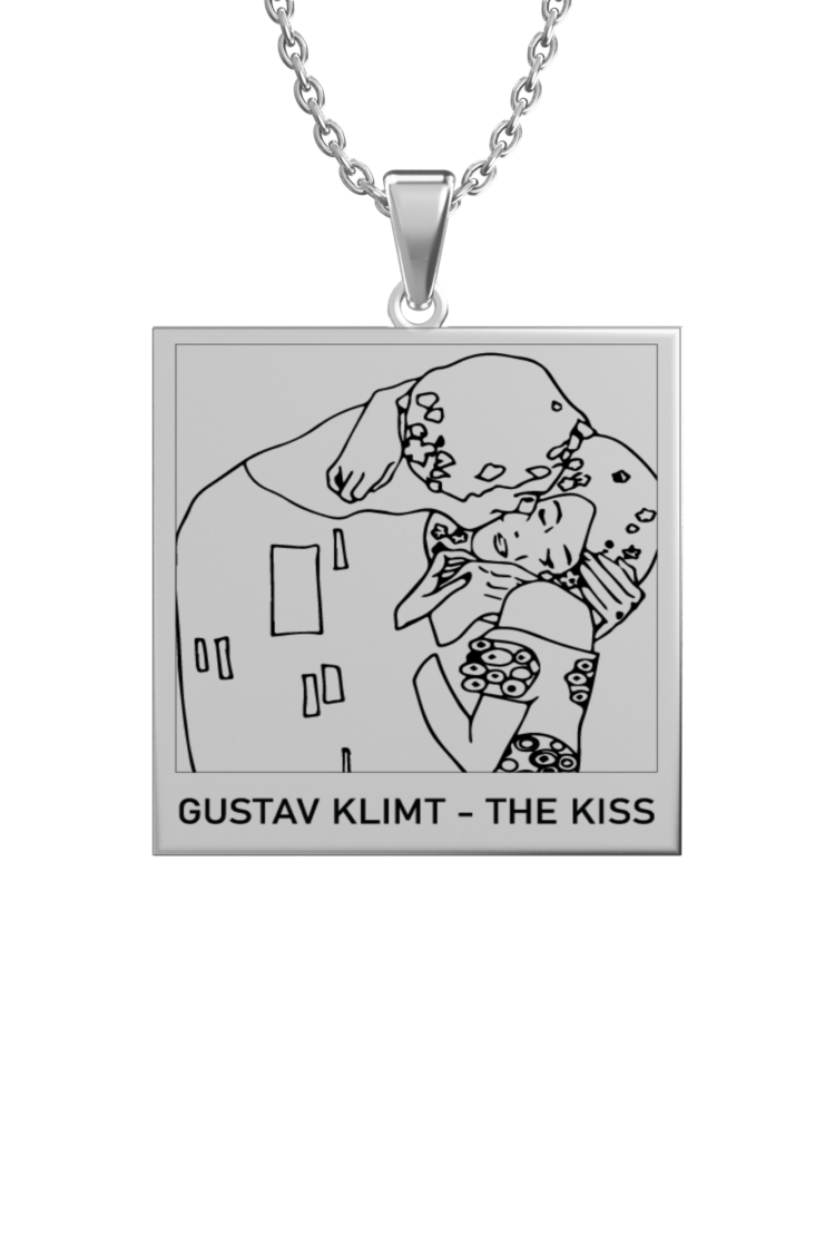 gustav-klimt-the-kiss-_-316l-celik-kolye-silver-square