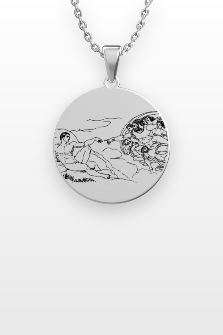 michelangelo-creation-of-adam-_-316l-celik-kolye-silver-circle